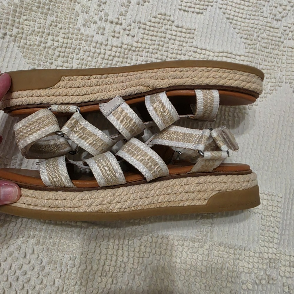 Lucky Brand Emiley Strappy Platform Sandals Size 9M Espadrille Ivory Beige Style - Picture 2 of 11